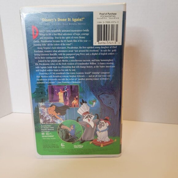 Walt Disney Masterpiece Collection Pocahontas VHS (5741) - Picture 2 of 5